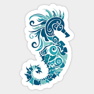 Aqua Seahorse Design Sticker